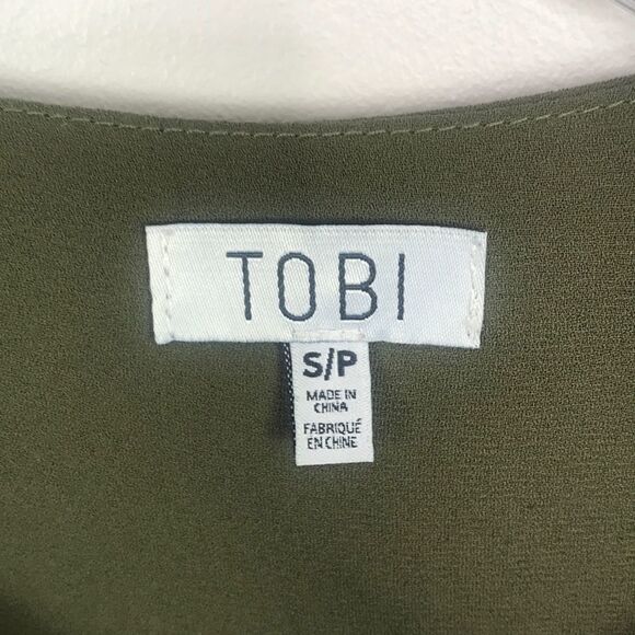 Tobi Army Green Lace Up Sheer Long Sleeve Blouse Women's Size Small - Picture 5 of 7